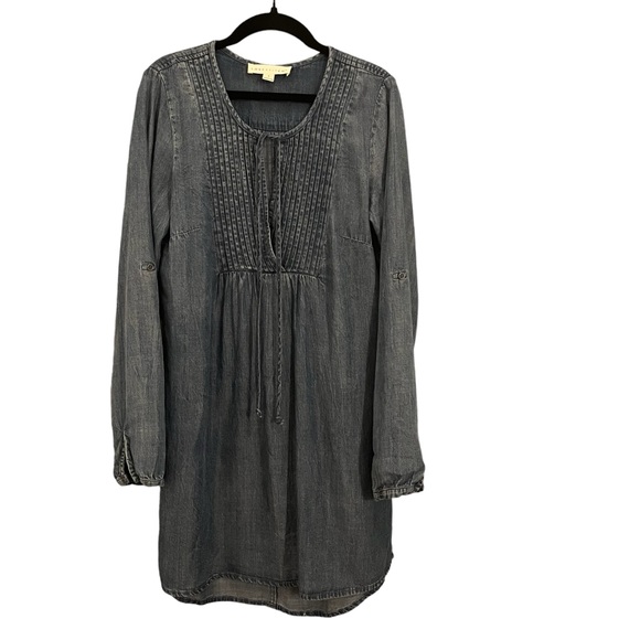 Lovestitch Women's Pintuck Denim Tunic Dress 100% Tencel Size S - Picture 2 of 5